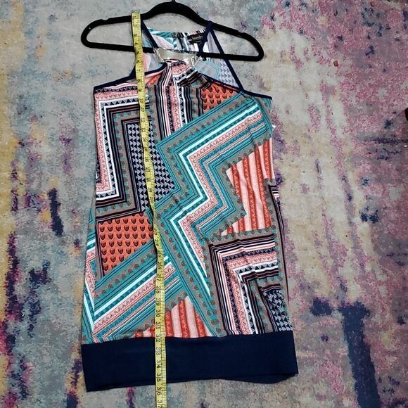 Laundry by Design Brightly Patterned Dress w Gold Neck Plate Size S - Picture 8 of 12